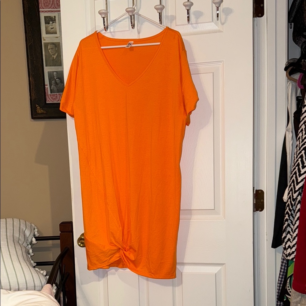 Vibrant Orange Short Sleeve Tunic Tee